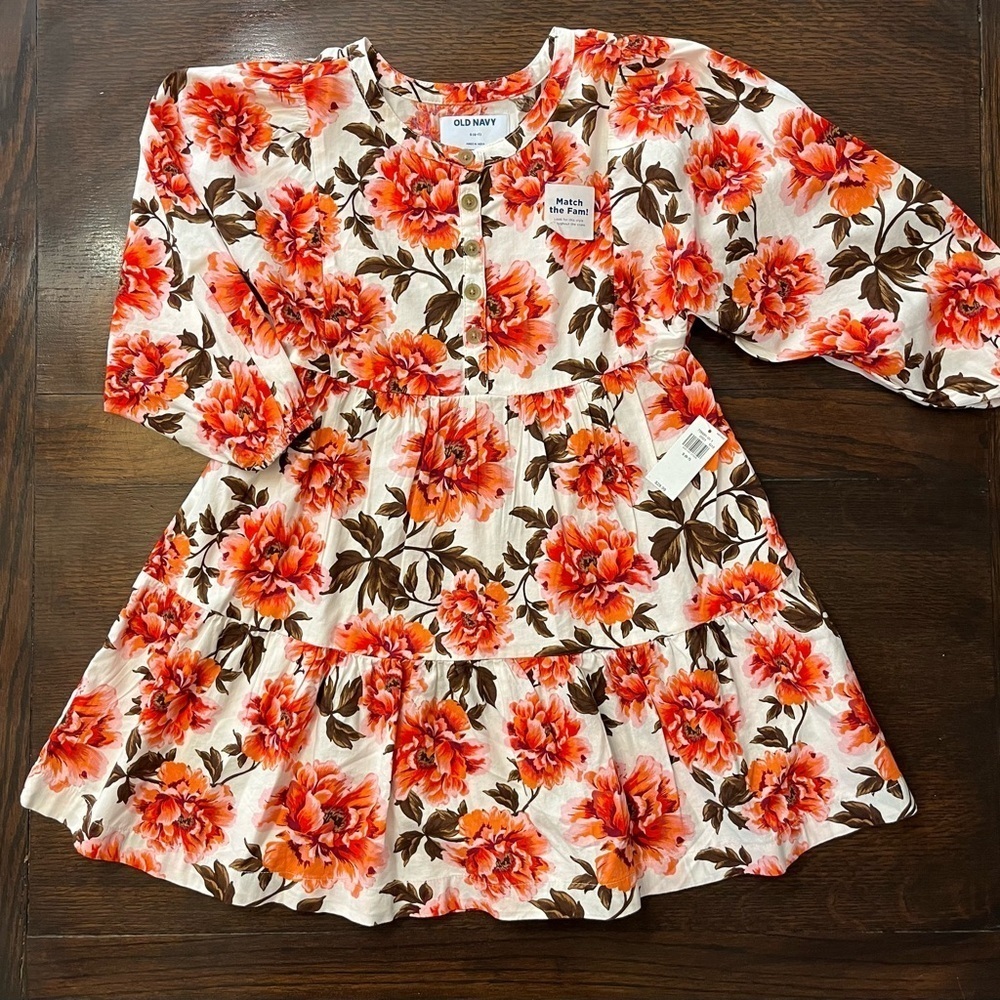 NWT Old Navy Floral Long Sleeve Dress size small 6/7